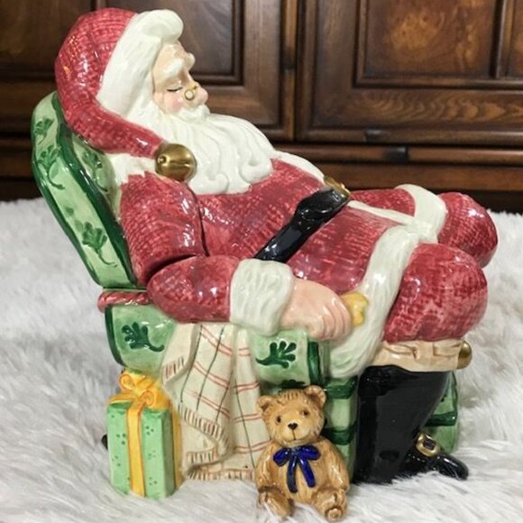 NWOT Fitz and Floyd Classics Sleeping Santa Ceramic Cookie Jar - Picture 4 of 12